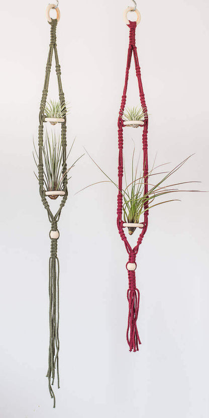 Macrame 2 Tier Air Plant Hangers Long and standard