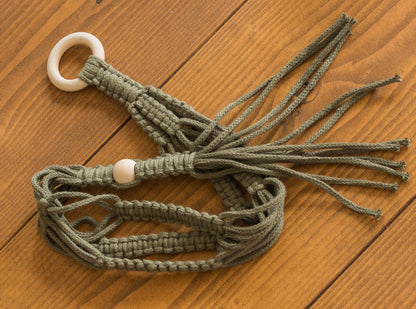 Macrame Plant Hanger Close-up Avocado