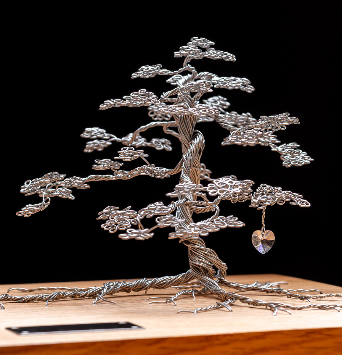 Memorial Tree with Crystal Heart against black background