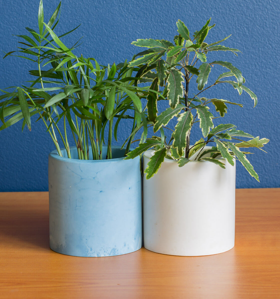 Resin Plant Pots Powder Blue and White