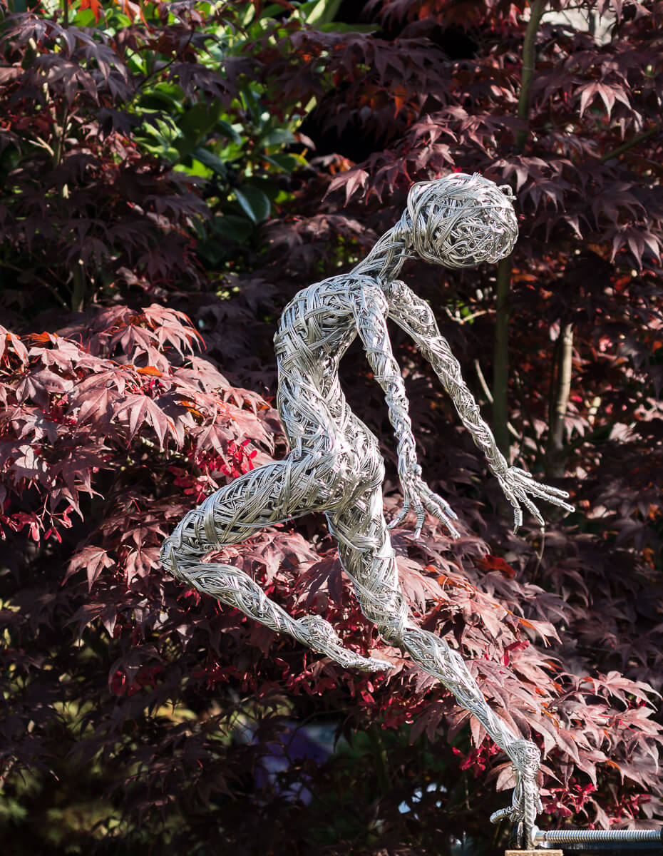 Stainless steel sculpture in garden sculpture