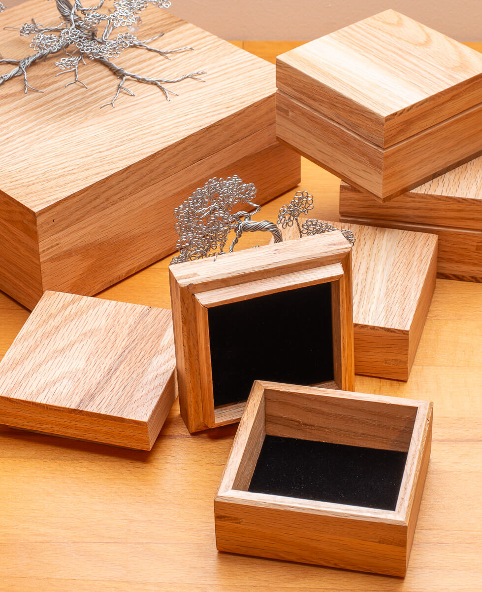 Selection of solid oak boxes